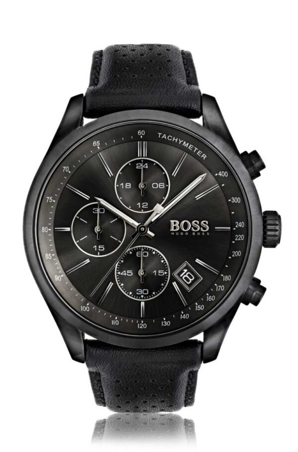 Hugo Boss Grand Prix Chronograph Tachymeter Leather Strap Watch