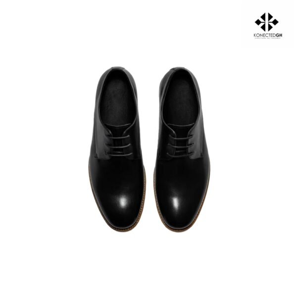 The Black Tux Black Leather Wood Sole Shoes