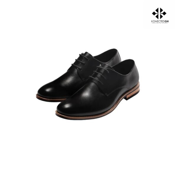 The Black Tux Black Leather Wood Sole Shoes