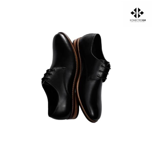 The Black Tux Black Leather Wood Sole Shoes