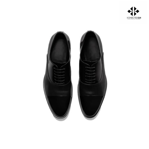 The Black Tux Cap Toe Shoes in Patent/Calf