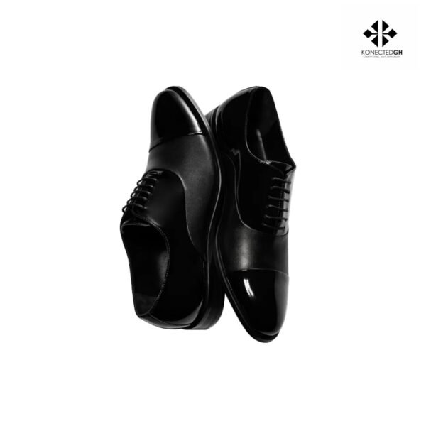 The Black Tux Cap Toe Shoes in Patent/Calf