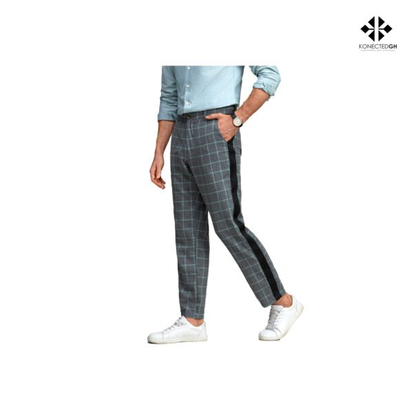 SHEIN Men Windowpane Print Contrast Side Seam Tailored Pants