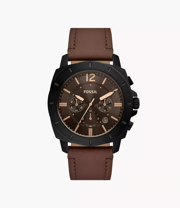 Fossil Privateer Chronograph Brown Leather Watch