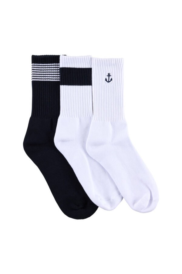 Socks Cafe Rich Crew Sports Style Socks with Cushion Sailing Anchor Embriodery Socks