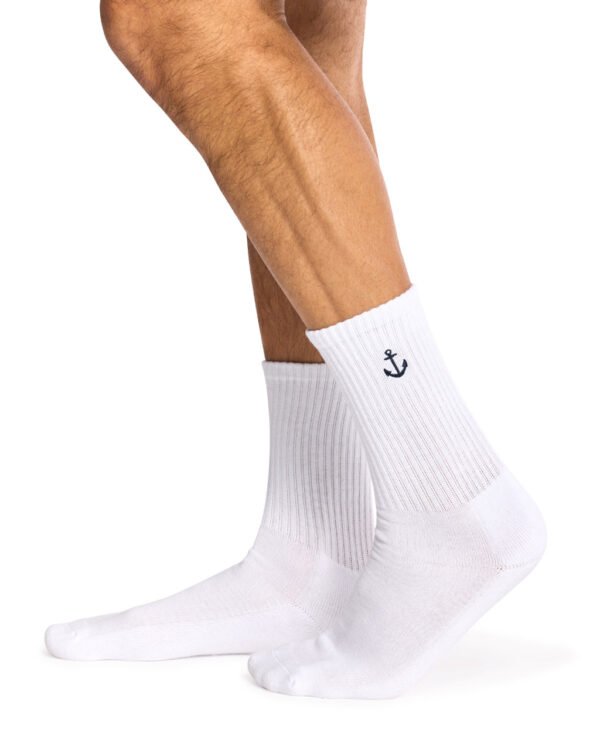 Socks Cafe Rich Crew Sports Style Socks with Cushion Sailing Anchor Embriodery Socks